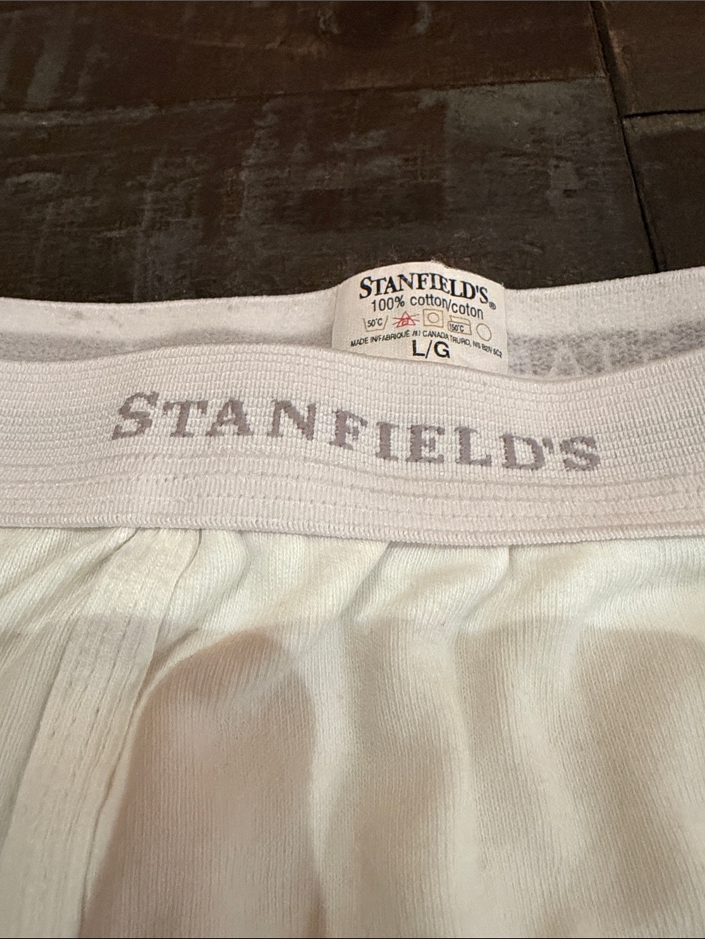 Vintage Style Stanfield's Mens Thermal Long Johns Pants Cotton Size Large White